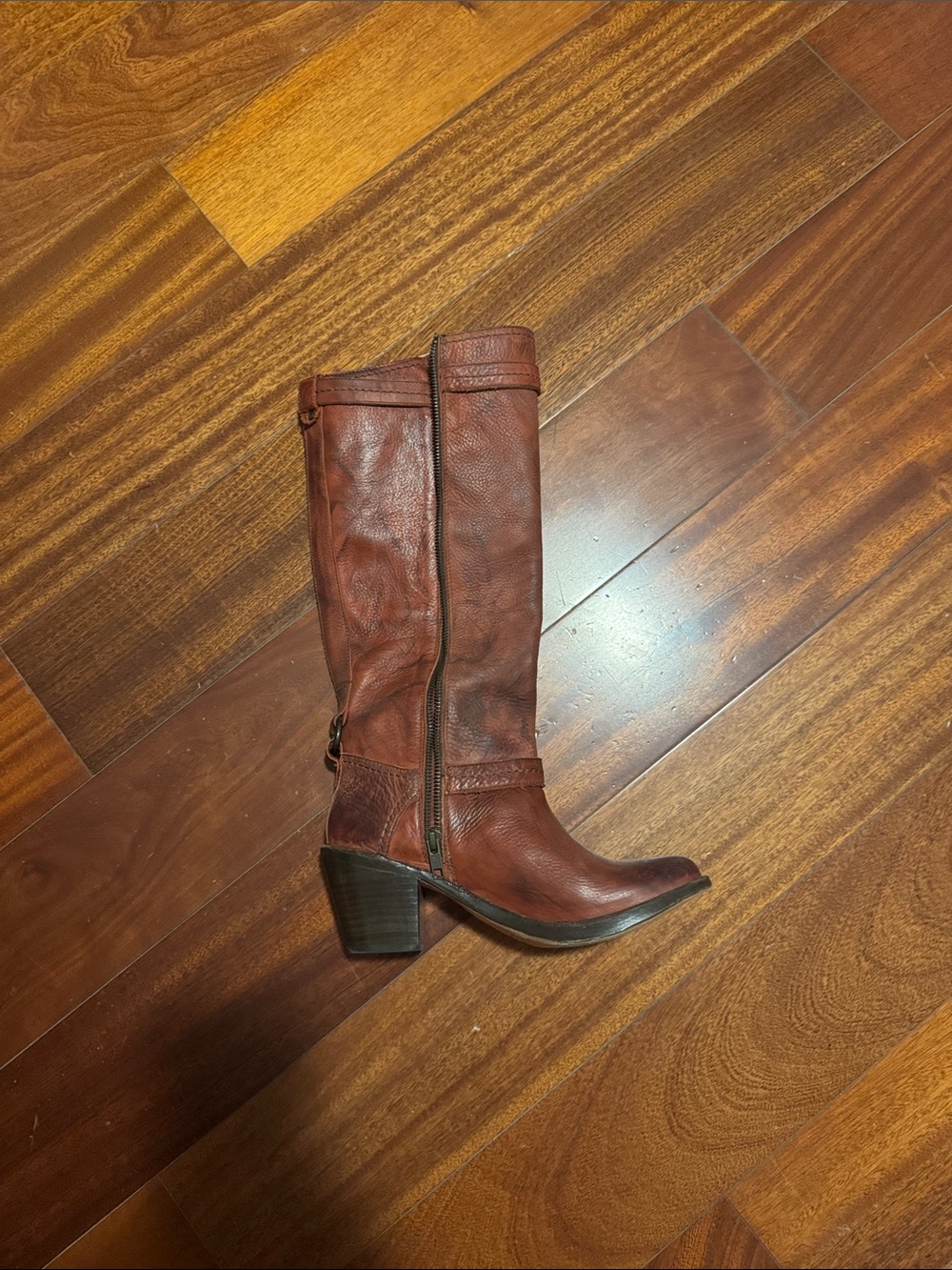 Frye Brown Leather Mid-Calf Heeled